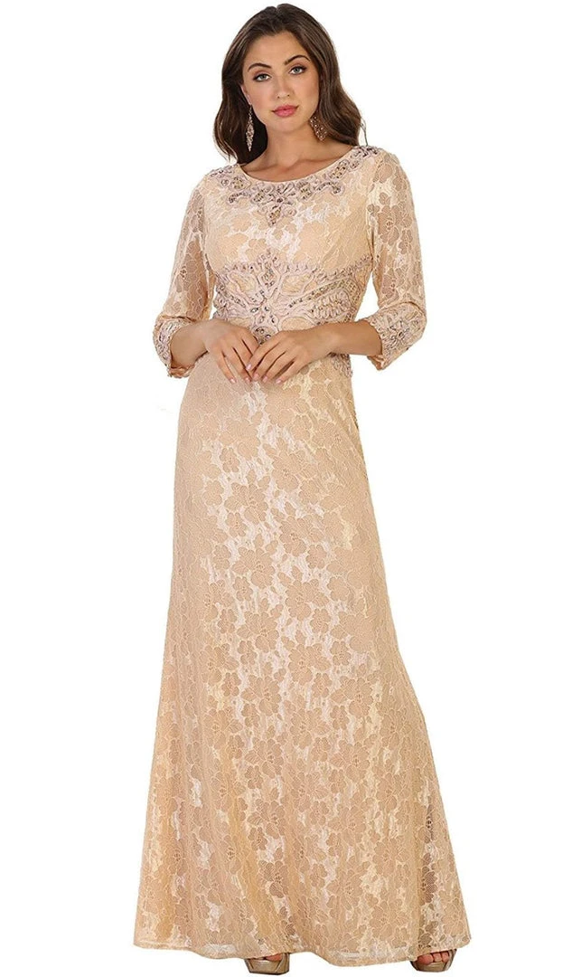 May Queen - Quarter Length Sleeve Lace Evening Dress 7 May Queen - Quarter Length Sleeve Lace Evening Dress