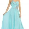 May Queen - Rhinestone Embellished Pleated Evening Gown Formal Gowns