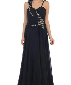May Queen - Rhinestone Embellished Pleated Evening Gown Formal Gowns 17 May Queen - Rhinestone Embellished Pleated Evening Gown Formal Gowns