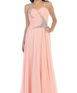May Queen - Rhinestone Embellished Pleated Evening Gown Formal Gowns 20 May Queen - Rhinestone Embellished Pleated Evening Gown Formal Gowns
