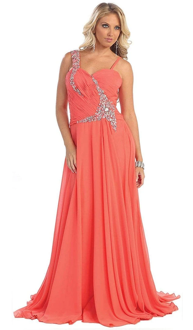 May Queen - Rhinestone Embellished Pleated Evening Gown Formal Gowns 9 May Queen - Rhinestone Embellished Pleated Evening Gown Formal Gowns