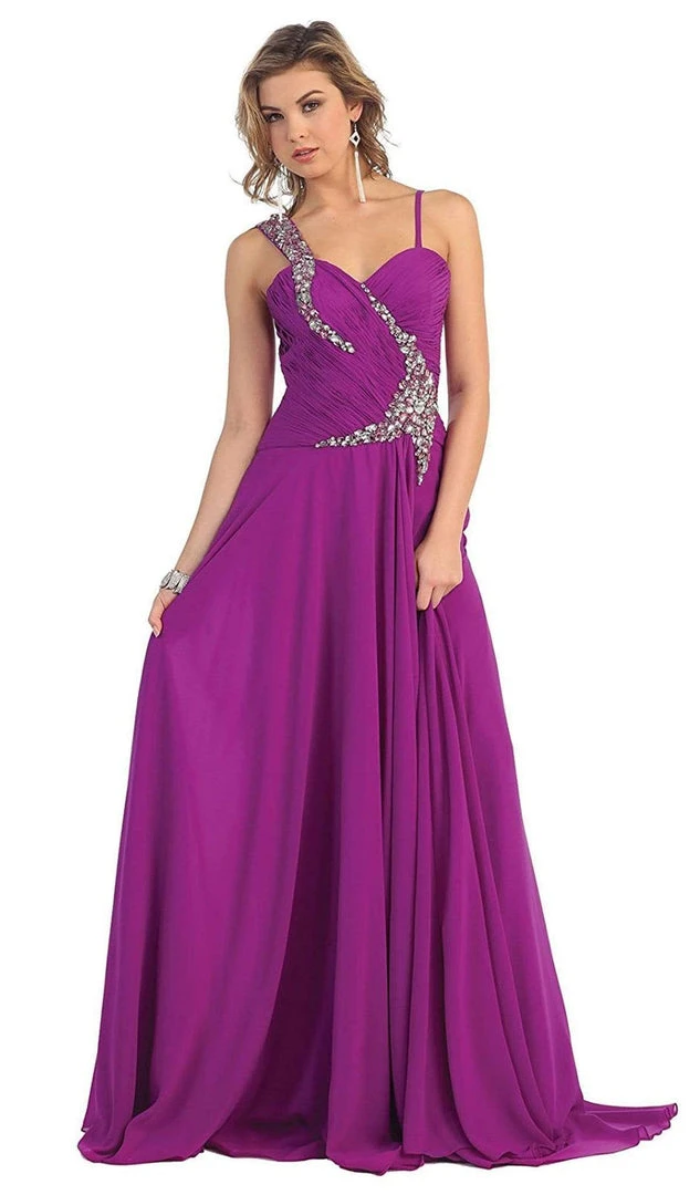 May Queen - Rhinestone Embellished Pleated Evening Gown Formal Gowns 11 May Queen - Rhinestone Embellished Pleated Evening Gown Formal Gowns