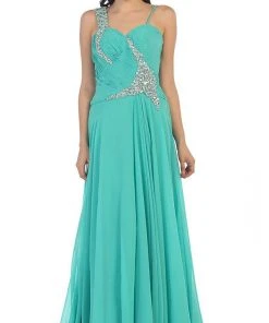 May Queen - Rhinestone Embellished Pleated Evening Gown Formal Gowns 25 May Queen - Rhinestone Embellished Pleated Evening Gown Formal Gowns