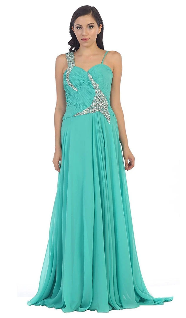 May Queen - Rhinestone Embellished Pleated Evening Gown Formal Gowns 13 May Queen - Rhinestone Embellished Pleated Evening Gown Formal Gowns