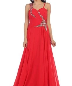 May Queen - Rhinestone Embellished Pleated Evening Gown Formal Gowns 26 May Queen - Rhinestone Embellished Pleated Evening Gown Formal Gowns
