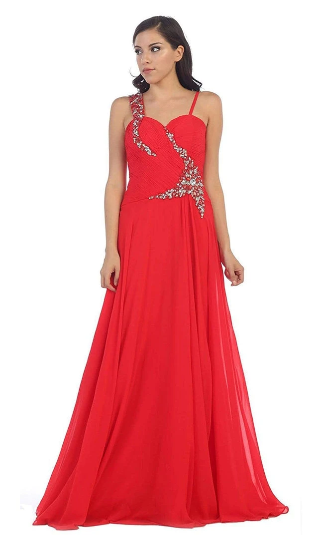 May Queen - Rhinestone Embellished Pleated Evening Gown Formal Gowns 14 May Queen - Rhinestone Embellished Pleated Evening Gown Formal Gowns