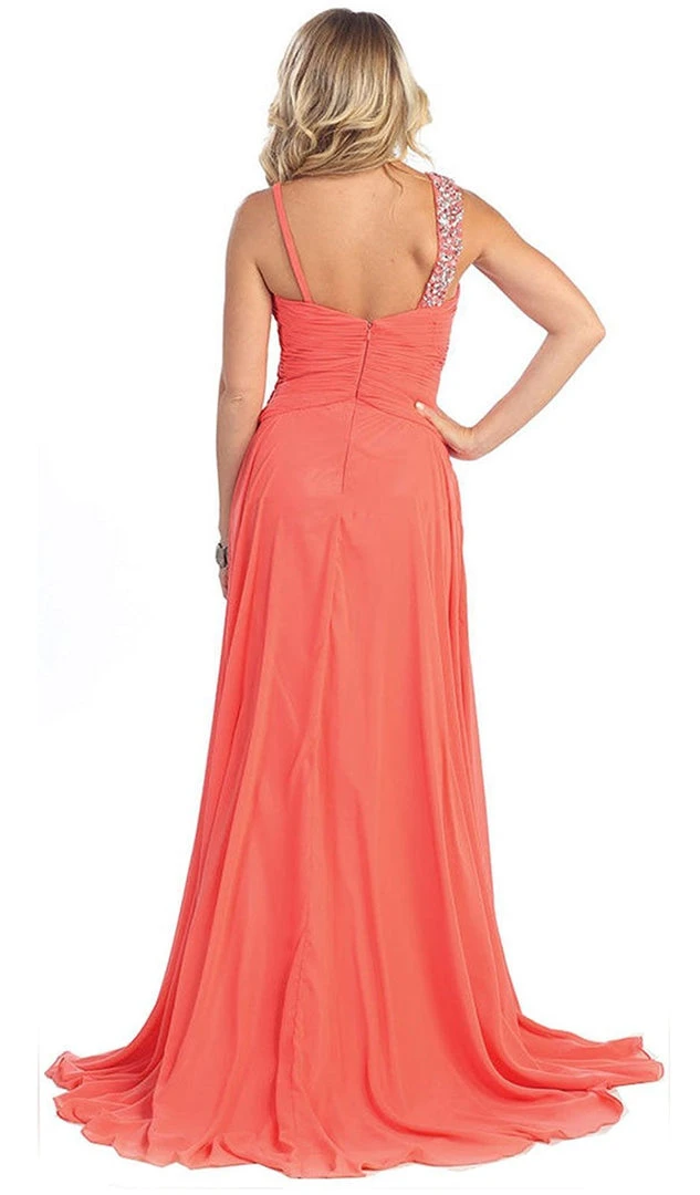 May Queen - Rhinestone Embellished Pleated Evening Gown Formal Gowns 10 May Queen - Rhinestone Embellished Pleated Evening Gown Formal Gowns