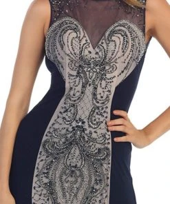 May Queen - RQ-7333 Sleeveless Beaded Color Block Evening Gown 7 May Queen - RQ-7333 Sleeveless Beaded Color Block Evening Gown