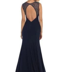 May Queen - RQ-7333 Sleeveless Beaded Color Block Evening Gown 8 May Queen - RQ-7333 Sleeveless Beaded Color Block Evening Gown