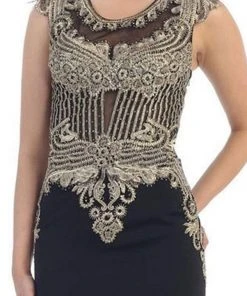 May Queen - RQ-7437 Embellished Illusion Jewel Sheath Evening Dress 8 May Queen - RQ-7437 Embellished Illusion Jewel Sheath Evening Dress