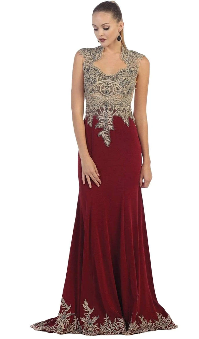 May Queen - RQ-7440 Embellished Queen Anne Sheath Evening Dress Formal Gowns 7 May Queen - RQ-7440 Embellished Queen Anne Sheath Evening Dress Formal Gowns