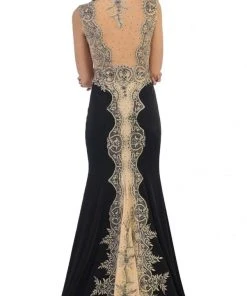 May Queen - RQ-7440 Embellished Queen Anne Sheath Evening Dress Formal Gowns 14 May Queen - RQ-7440 Embellished Queen Anne Sheath Evening Dress Formal Gowns
