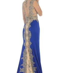 May Queen - RQ-7440 Embellished Queen Anne Sheath Evening Dress Formal Gowns 21 May Queen - RQ-7440 Embellished Queen Anne Sheath Evening Dress Formal Gowns