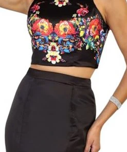 Formal Gowns May Queen - RQ-7503 Two Piece Floral Print Evening Gown