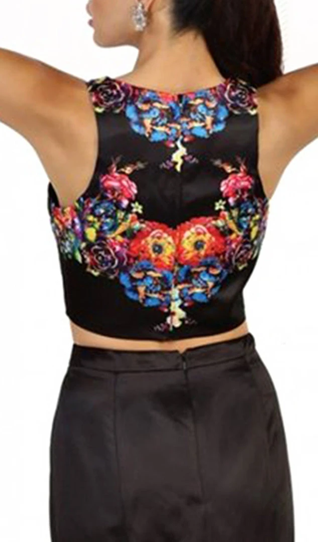 Formal Gowns May Queen - RQ-7503 Two Piece Floral Print Evening Gown 6 Formal Gowns May Queen - RQ-7503 Two Piece Floral Print Evening Gown