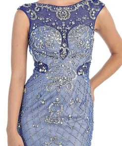 May Queen - RQ7212 Sheer Embellished Open Back Evening Dress Formal Gowns