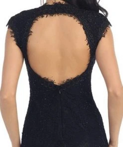 May Queen - RQ7242 Cap Sleeve Sheer Jewel Lace Cocktail Dress Cocktail Dresses 15 May Queen - RQ7242 Cap Sleeve Sheer Jewel Lace Cocktail Dress Cocktail Dresses