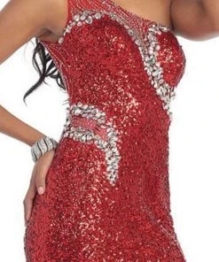 May Queen - RQ7246 Shimmering One Shoulder Evening Gown
