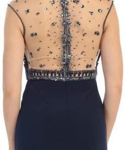 May Queen - RQ7322 Illusion High Neck Embellished Evening Dress Formal Gowns