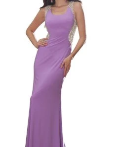 Formal Gowns May Queen - RQ7375 Hourglass Illusion Embellished Bodice Evening Dress