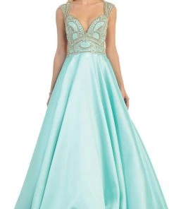 May Queen - RQ7392 Sleeveless Sequin Embellished Evening Ballgown Formal Gowns
