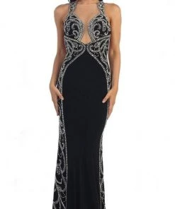 Formal Gowns May Queen - RQ7405 Sparkling Sleeveless Open Back Mermaid Evening Dress