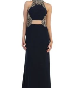 May Queen - RQ7422 Elegant High Neck Long Dress Formal Gowns