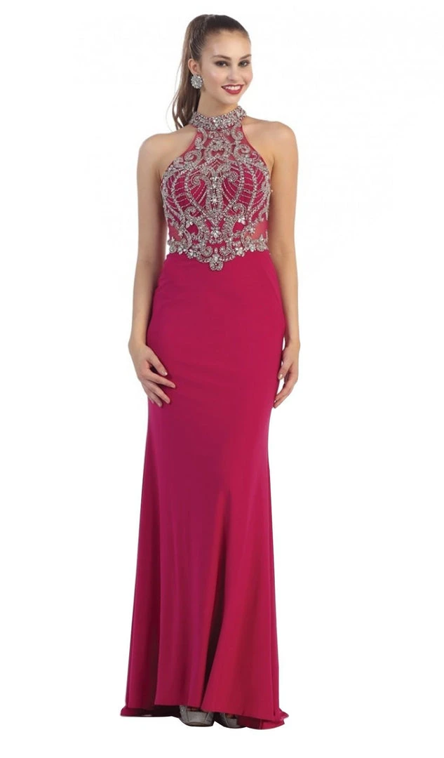 Formal Gowns May Queen - RQ7423 Embellished Long High Neck Dress 7 Formal Gowns May Queen - RQ7423 Embellished Long High Neck Dress
