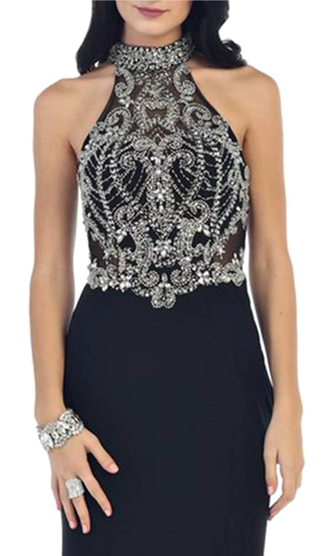 Formal Gowns May Queen - RQ7423 Embellished Long High Neck Dress 4 Formal Gowns May Queen - RQ7423 Embellished Long High Neck Dress