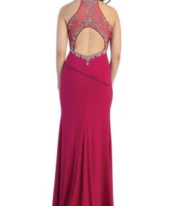Formal Gowns May Queen - RQ7423 Embellished Long High Neck Dress 13 Formal Gowns May Queen - RQ7423 Embellished Long High Neck Dress