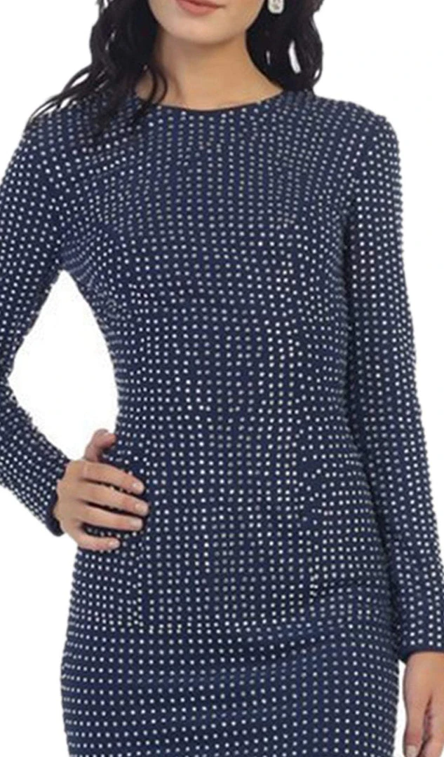 May Queen - RQ7439 Long Sleeve Open Back Evening Dress 4 May Queen - RQ7439 Long Sleeve Open Back Evening Dress