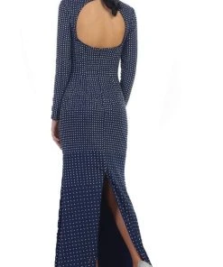 May Queen - RQ7439 Long Sleeve Open Back Evening Dress 8 May Queen - RQ7439 Long Sleeve Open Back Evening Dress