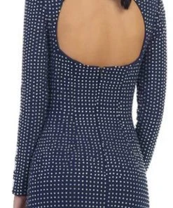 May Queen - RQ7439 Long Sleeve Open Back Evening Dress 9 May Queen - RQ7439 Long Sleeve Open Back Evening Dress