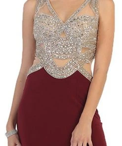 Formal Gowns May Queen - RQ7444 Sequined And Beaded Embellished Bodice Cutout Illusion Evening Gown 9 Formal Gowns May Queen - RQ7444 Sequined And Beaded Embellished Bodice Cutout Illusion Evening Gown