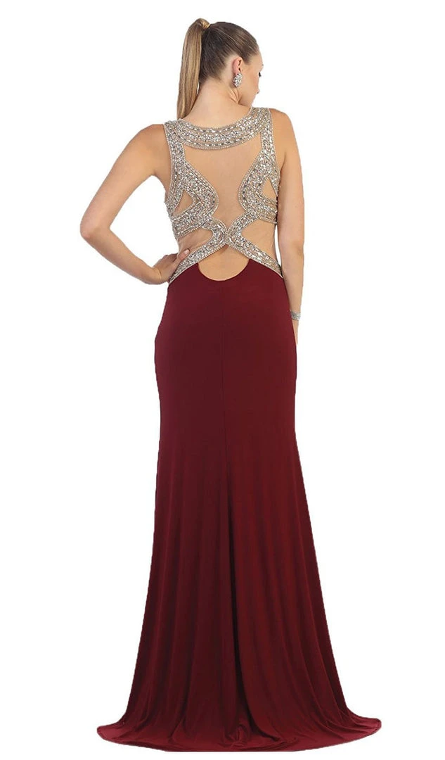 Formal Gowns May Queen - RQ7444 Sequined And Beaded Embellished Bodice Cutout Illusion Evening Gown 5 Formal Gowns May Queen - RQ7444 Sequined And Beaded Embellished Bodice Cutout Illusion Evening Gown