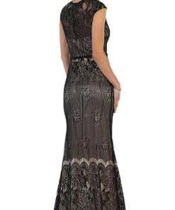 May Queen - RQ7448 Cap Sleeve Sequined Lace Evening Gown Formal Gowns