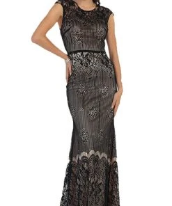 May Queen - RQ7448 Cap Sleeve Sequined Lace Evening Gown Formal Gowns