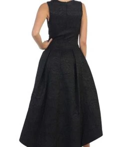 May Queen - RQ7449 Sleeveless Jacquard High Low Cocktail Dress 10 May Queen - RQ7449 Sleeveless Jacquard High Low Cocktail Dress