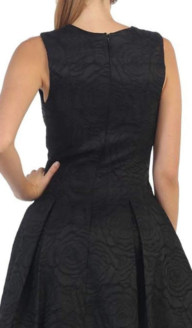 May Queen - RQ7449 Sleeveless Jacquard High Low Cocktail Dress 6 May Queen - RQ7449 Sleeveless Jacquard High Low Cocktail Dress