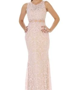 May Queen - RQ7460 Sleeveless Embellished Lace Sheath Evening Gown 13 May Queen - RQ7460 Sleeveless Embellished Lace Sheath Evening Gown