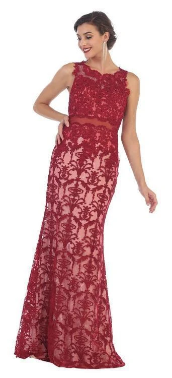 May Queen - RQ7460 Sleeveless Embellished Lace Sheath Evening Gown 7 May Queen - RQ7460 Sleeveless Embellished Lace Sheath Evening Gown