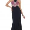 Formal Gowns May Queen - RQ7462 Halter Beaded Low Back Evening Dress