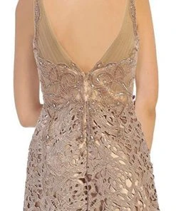 May Queen - RQ7470 Bedazzled V-neck Sheath Evening Dress Formal Gowns