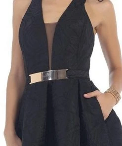 May Queen - RQ7474 Halter Neck High Low Satin Formal Gown Formal Gowns