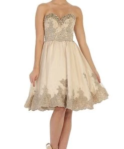Cocktail Dresses May Queen - RQ7476 Sparkling Embroidered Sweetheart Cocktail Dress