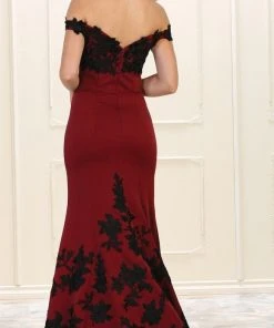 May Queen - RQ7499 Two Toned Off Shoulder Mermaid Gown Formal Gowns