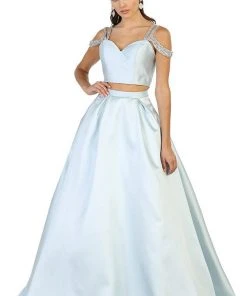May Queen - RQ7506 Two Piece Satin Evening Dress 12 May Queen - RQ7506 Two Piece Satin Evening Dress