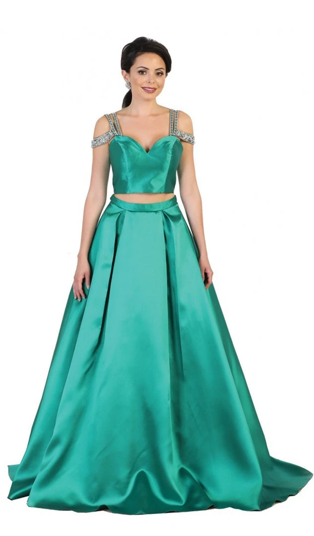 May Queen - RQ7506 Two Piece Satin Evening Dress 4 May Queen - RQ7506 Two Piece Satin Evening Dress