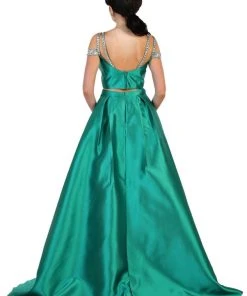 May Queen - RQ7506 Two Piece Satin Evening Dress