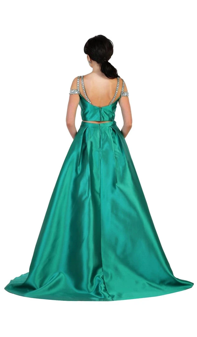 May Queen - RQ7506 Two Piece Satin Evening Dress 3 May Queen - RQ7506 Two Piece Satin Evening Dress